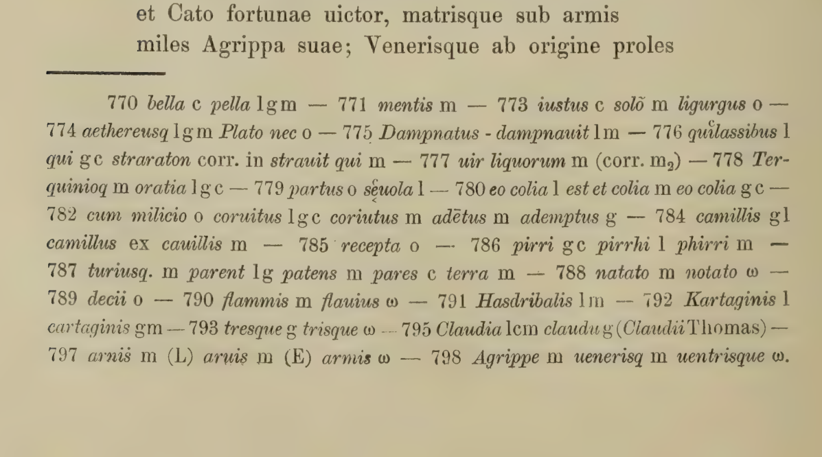 Breiter 1907 인쇄본 26쪽·PDF 42쪽의 교감란 확대. 정오표가 가리키는 위치의 교정 전 인쇄면이다.